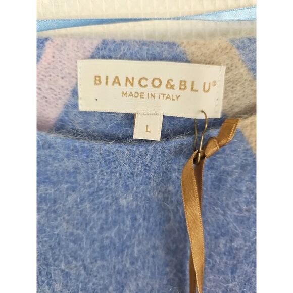 Bianco&Blu ~Woman Size L~ Argyre Blue Mohair Blend Sweater Luxury Made in Italy. - Picture 2 of 13